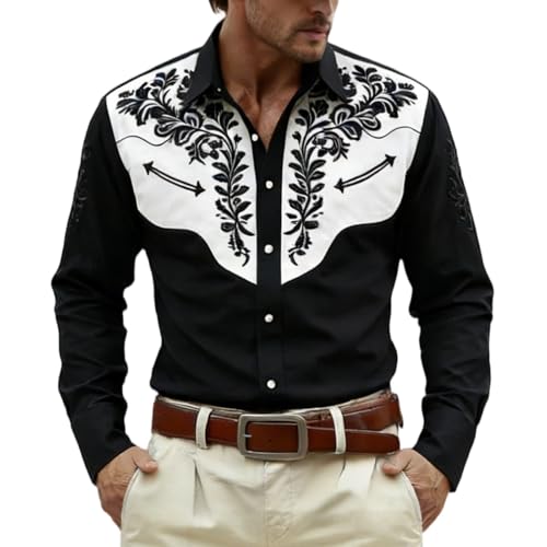 Chemise de cowboy vintage medievale aux finitions broderie soignees