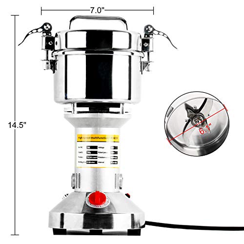 Homend High Speed 700G Electric Grain Mill Grinder Powder Machine Spice Herb Grinder 2500W 70-300 Mesh 36000Rpm Stainless Steel Commercial Grade For Kitchen Herb Spice Pepper Coffee (700G) #TOP1