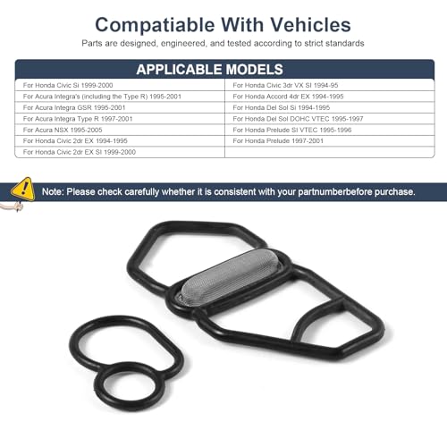 Image of 15825-P08-005 36172-P08-005 36172-P08-015 Head Cylinder Solenoid Spool VTEC Valve Gasket Set Replacement for Honda /Acura Civic Integra NSX 1992-2001