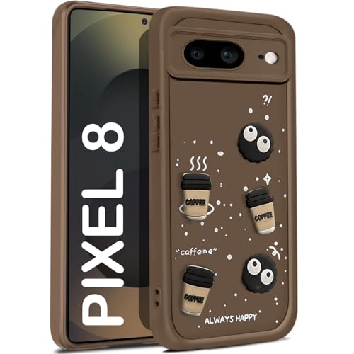 Image of TRUEUPGRADE Coffee Case for Google Pixel 8| Cute 3D Cartoon Ball Design | Soft Silicone Back Cover for Google Pixel 8| Full Body & Camera Protection | Black