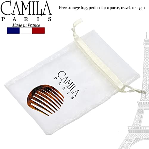 camila paris cp2431 french hair side comb small rounded tortoise shell french twist hair combs strong hold hair clips for women bun chignon no slip styling girls hair accessories made in france