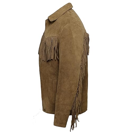 Image of Cowboy Western Jacket Classic Design with Fringe Accents Suede Fringe Leather Jacket Native American Jacket Men