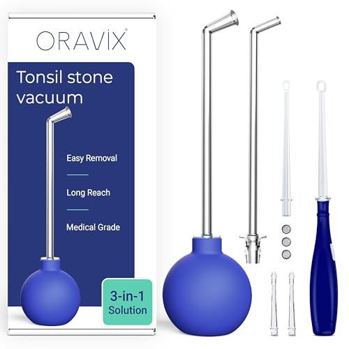 Oravix Tonsil Stone Remover Vacuum Tonsil Stone Remover for Bad Breath Treatment Tonsil Stone Suction Tool Tonsil Stones Remover Tonsil Stone Remover Vacuum Pump Tonsil Stone Vacuum - 3 in 1 Kit