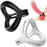 AiFox ペニスリング コックリング 三角リング 2点セット【黑と白】シリコン製 男性用 アダルトグッズ 大人のおもちゃ