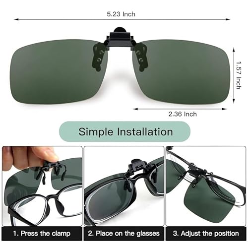 Image of Polarized Clip-On Sunglass Attachment for Prescription Glasses | UV Protection | Flip-Up Design | Includes Lens Cleaner, Microfiber Cloth & Storage Case | Men & Women