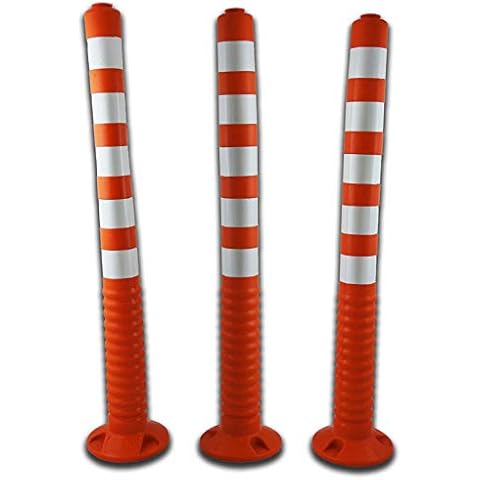 UvV 3er Set 100 cm Hohe orange 2. Wahl Absperrpfosten UVTP1000 flexibel selbstaufrichtender Sperrpfosten aus PU orange (Silber reflektierend) Cover