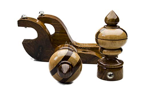 image for ARTISANS CRAFT - Handmade Wooden Curtain Rod Brackets with Round Finia