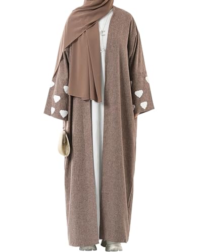 Embroidered Long Sleeve Muslim Cardigan Open Front Dubai Abaya Turkish Pull-On Eid Clothes2