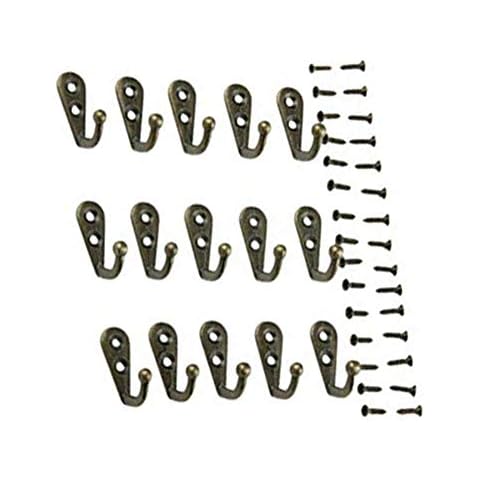 TILY 15pcs Vintage Bronze Wall Mounted Single Hook Hangers For A Rustic Feel Cover
