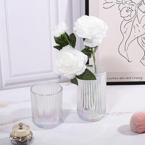 Image of DASITON Makeup Brush Holder Organizer, Crystal Glass Makeup Brushes Storage Holder, Vintage Make Up Brush Cup for Vanity, Pen Pencil Holder for Desk, Toothbrush Holders for Bathroom (Colorful SL)