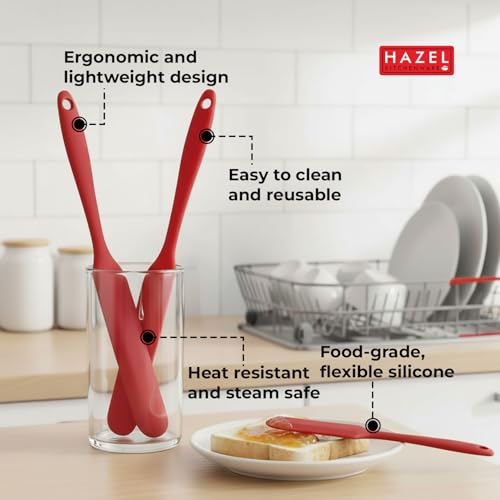 Image of HAZEL Silicone Iicing Knife (Red)| Heat Resistant, Non-Stick & Flexible Spatula for Mixing, Scraping & Spreading Batter, Cream & Chocolate | Durable & Easy to Clean