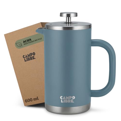 Campo Libre.® GIORGIO – Cafetiere a Piston en Acier Inoxydable Recyclé, Double Paroi Isotherme, Sans Plastique – French Press avec Filtre de Rechange –...