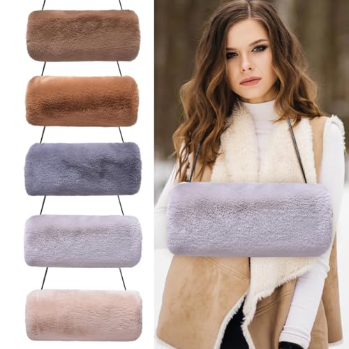 Faux Fur Hand Muffs for Women Winter Warm Arm Hand Warmer Gloves Arms Warmer Fluffy Warm Faux Fur Muffs with Strap