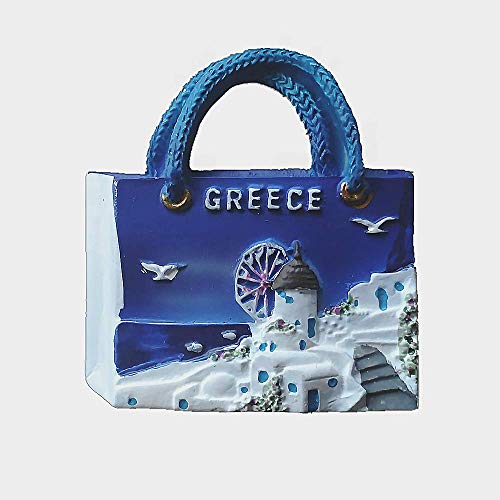 Aimant de réfrigérateur 3D Santorini Grèce - Cadeau souvenir - Décoration de maison et de cuisine - Aimant magnétique pour réfrigérateur