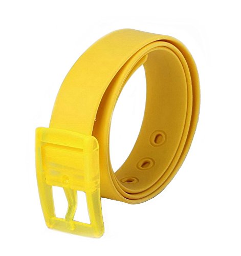 MEISHINE® Unisex Cinturón de Silicona Cinturón de Moda Hebilla de Plástico (Amarillo) Cover