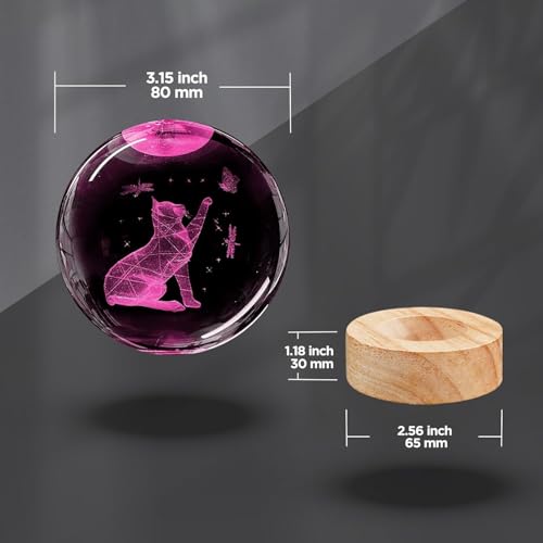 Image of Hamsa Magical Crystal Ball Night Light, LED Color-Changing Globe Lamp, Crystal Ball Lamp, Desktop Decorative Mood Light (16 Color Hand Cat)