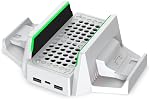 Cooling Stand for Xbox Series S with Dual Cooling Fan 3 Level Adjustable Speed, Dual Controller Charger with LED Indicator USB Port -2x800mAh Rechargeable Battery Pack for XSX|S/One S/X