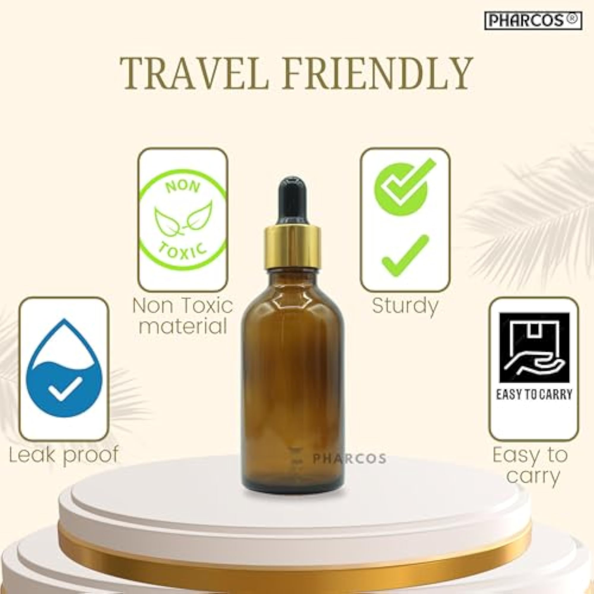 50ml Amber Colour Round Empty Glass Bottle with Dropper