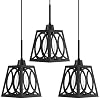 3 Pack 1 Light Rustic Farmhouse 63 Oval Metal Lantern Cage Mini Kitchen Island Pendant Light FixtureBlack Finish for Table Foyer Over Sink Dining Room
