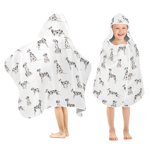 susiyo Kids Hooded Bath Towel Great Dane Beach Towel for Kids 23.5 x 50 Inch Microfiber Soft Absorbent Quick Dry Bath Swim Pool Towel Wrap Poncho Bathrobe with Hood for Kids Toddler