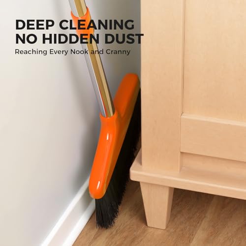 Image of Handy Broom, Indoor /Outdoor Brooms, Duty Kitchen Broom, for Home Garage Kitchen Office Courtyard Lobby Patio Lawn Concrete (1, Orange)