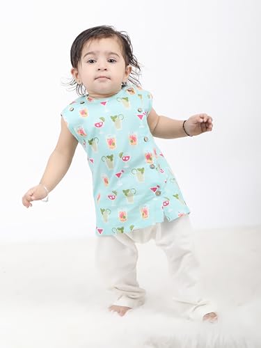 Image of POLKA TOTS Pure Cotton New Born Dress | Ultra-Soft, Breathable & Lightweight Sleeveless Jhabla Pant Set for Baby Boys & Girls | Baby Summer Clothes | Traditional Jabla & Pyjama Set for Newborns