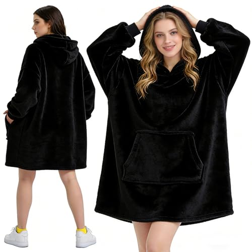 Moiuguli Hoodie Decke mit Ärmeln, Oversize Hoodie Sweatshirt,...