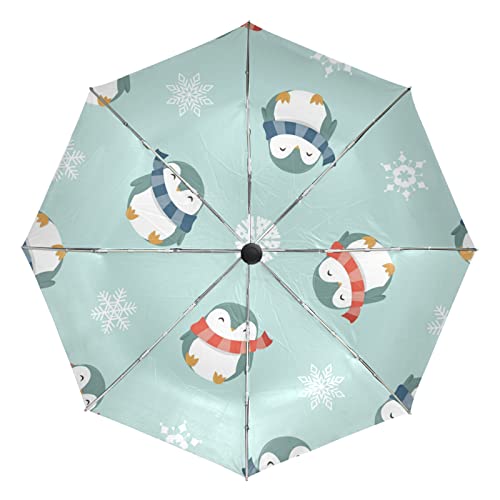 Parapluie pliant automatique contre le vent et la pluie motif pingouin mignon