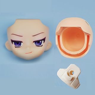 Ob11 Doll Head YMY Bald Head Face Shell + Back Head Shell + Facial Support for 1/12bjd Doll,GSC,YMY,Body 9,Ob11 Replacement Face Doll Accessories (010)