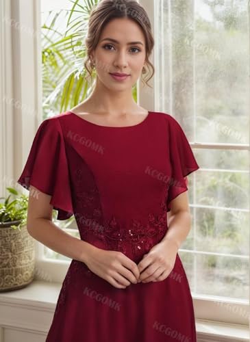 Flutter Sleeves Mother of The Bride Dresses for Women Lace Appliques Chiffon Long Elegant Formal Evening Gowns4