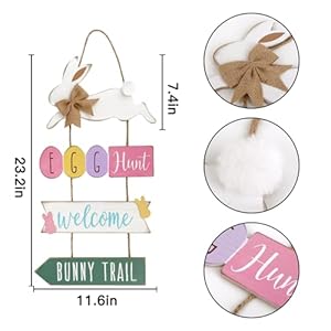 Easter Decorations Door Hanger, 4Pcs Rustic Wooden Easter Bunny Welcome Sign Egg Hunt Easter Decor, Easter Hanging Door Decorations for Wall Home Indoor Outdoor Spring Decor Supplies Easter Decorations Door Hanger 4Pcs Rustic Wooden Easter Bunny Welcome Sign Egg Hunt Easter Decor Easter Hanging Door Decorations for Wall Home Indoor Outdoor Spring Decor Supplies