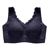 Style: Sexy And Charming KAQQ Women\'s Comfortable Seamless Top Lace Underwear Base Breathable Bra Latex Sports Intimates (Black, XL)