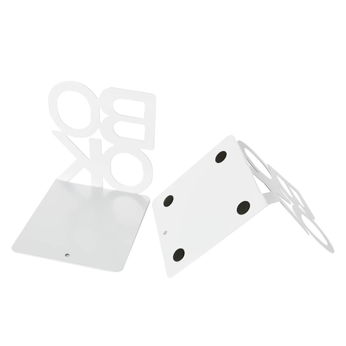 Book Ends - Decorative Metal Book Ends Supports for Bookrack Desk,Books, Unique Appearance Design,Heavy Duty (White) - Image 4