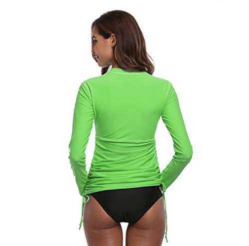 Women's UV Sun Protection UPF 50+ Long Sleeve Rash Guard Wetsuit Swimsuit Top (901 XS, Green) - Thumbnail 5