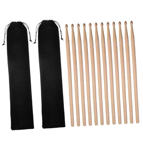 TOYANDONA 2 juegos de baquetas de madera de arce 5A, 6 pares con bolsa de terciopelo negro para principiantes y adultos, para práctica en baterías electrónicas y acústicas miniatura 1