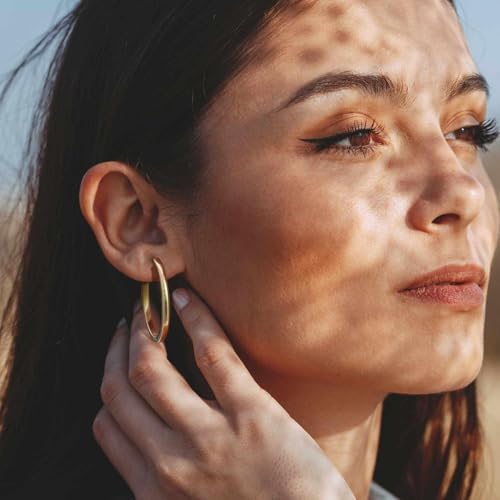 Gold Hoop Earrings 14K Gold Hoop Earrings for Women Minimalist Huggie Hoops Earring for Womens Hoops Earring Elegance 30mm4