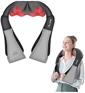 Snailax Shiatsu nekmassageapparaat met warmte, 3D/4D rugmassageapparaat elektrisch, massagekussen ...