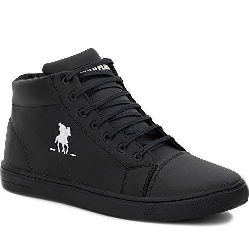 Tênis Estilo Botinha Casual Polo Plus Cano Alto Masculino Confort (42, Preto)