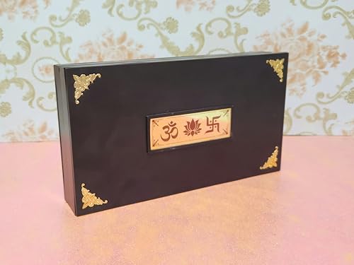 ARNAVIRA Lakshmi Ganpati Saraswati Brass Gold Photo Frame With Charan Paduka Pocket Temple For Diwali Gift, House Warming Gifts Return Gift Puja Box (Lakshmi Ganpati Saraswati), 21 cms x 4 cm