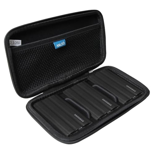 Étui pour Samsung T7 Shield Anleo rigide noir pour protection de 3 disques SSD portables