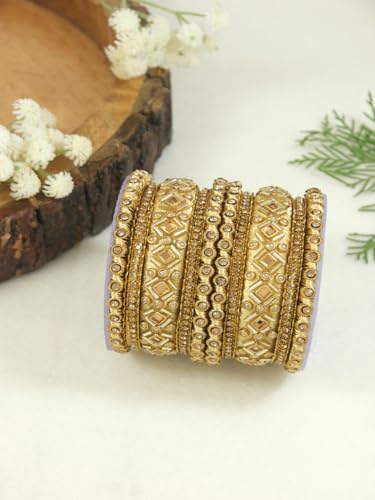 Image of I Jewels Gold Plated Traditional Silk Thread Embellishments Bangles Chuda Bangle Set for Bridal /Women