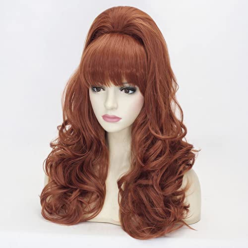 Aicos Auburn Beehive Wig, Vintage Wig, 70S 60S 50S Dress Up Party Wigs For Women Pinup Halloween Costume Wig With Bangs #TOP3