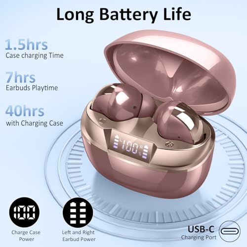 Image of Wireless Earbuds Stereo Sound in Ear Headphones, 47H Playtime, LED Display