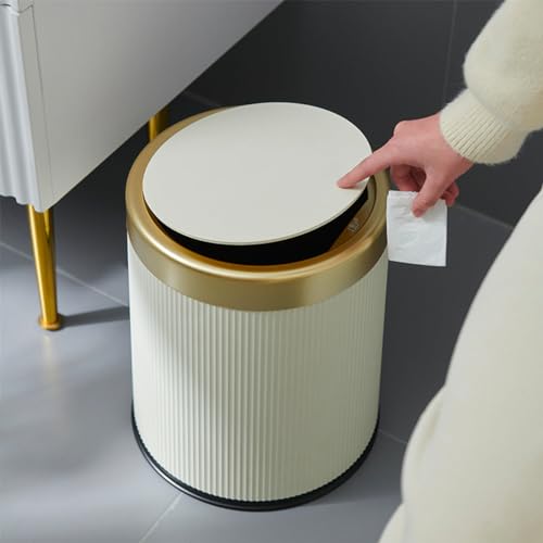 Glint 8L White and Gold Plastic Push Bin for Kitchen, Office, Bathroom, Motorhome, Compact and Stylish image 3