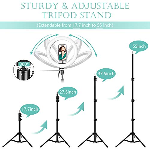 LED Ringlicht mit Stativ, 10 zoll / 25.4 CM Ringleuchte mit Stativ für handy Fernbedienung USB-betrieben 3 Lichtmodi 11 Helligkeitsstufen für Makeup, Live-Streaming, Selfie, Video-Chat, Vlog