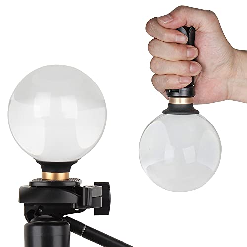 Crystal Ball Photography 90mm K9 Clear Lens Ball Sphere with Mini Tripod Base Stand Decorative Glass Props Ball with Padded Shockproof Sleeve Bag by BESNFOTO
