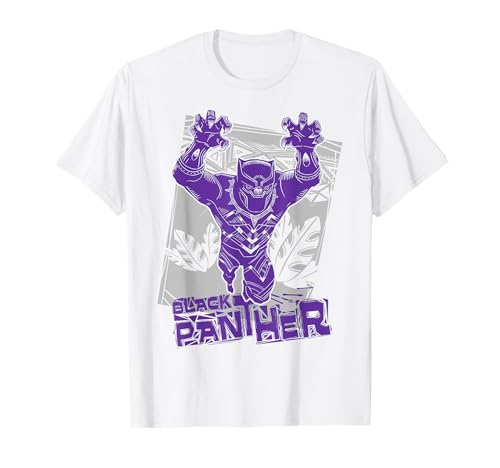 T-shirt Black Panther Marvel au motif original imprimé effet gravure sur bois