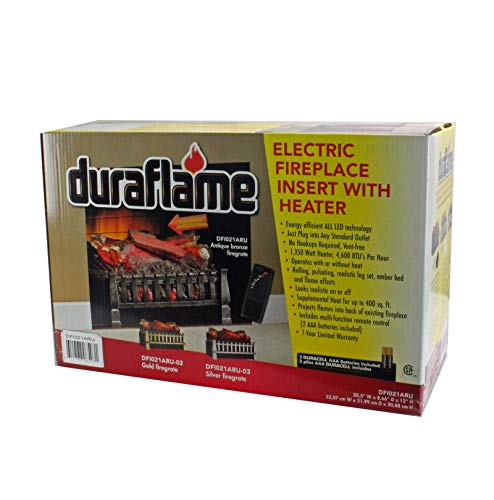 Image of Duraflame DFI021ARU-03 Electric Log Set Heater with Realistic Ember Bed, Nickel