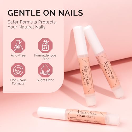 Image of MelodySusie 12Pcs Nail Glue for Press on Nails Super Strong Quick Dry, 2ml