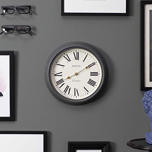 Jones Clocks® Venetian Wall Clock - Farmhouse Décor - Rustic Décor - Classic Traditional Design - Kitchen Clock - Living Room Clock - Office Clock - Farmhouse Clock (Dark Gray/Roman Numerals) #TOP2